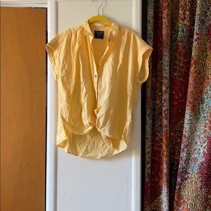 Yellow stripe Abercrombie button-short sleeve top